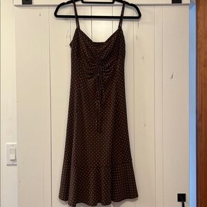 BCBGMaxAzria Dark Brown Dress with Pink Polka Dots